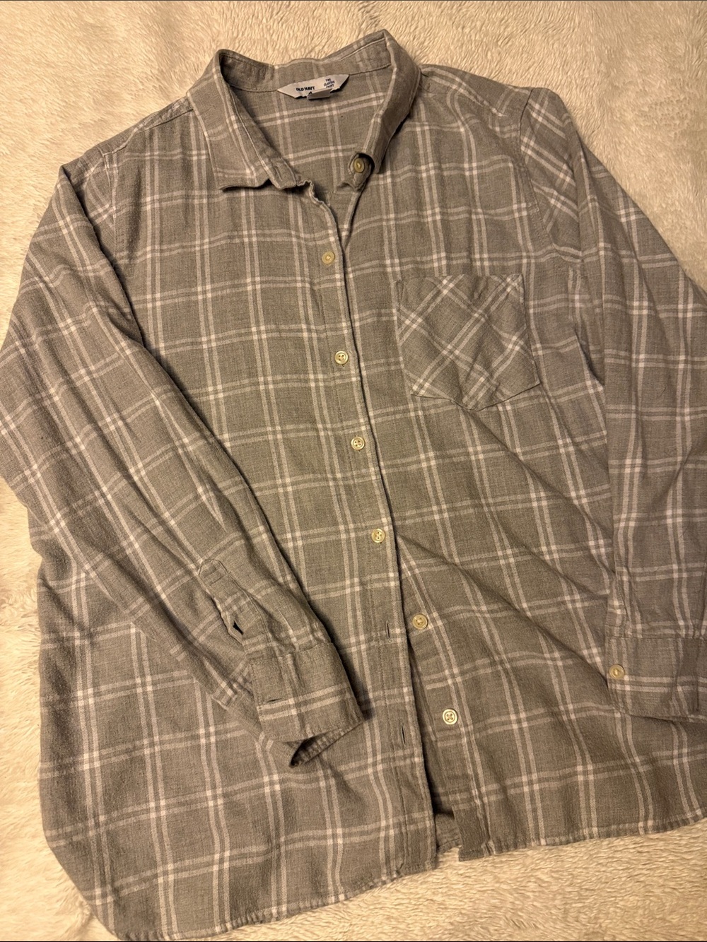Old Navy Gray Plaid Button-Front Shirt